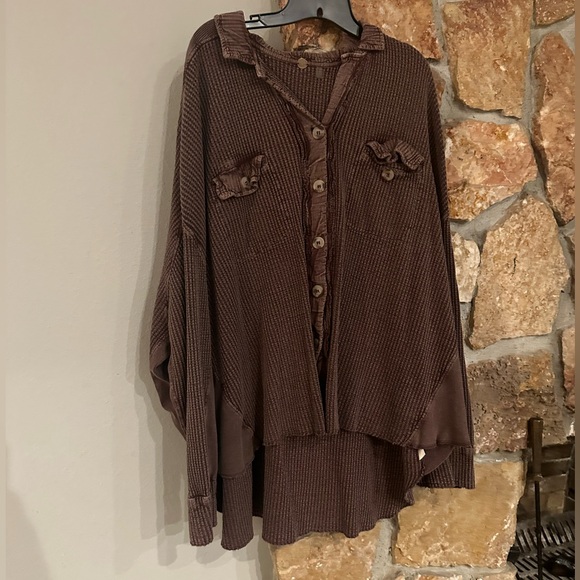 Free People Scout waffle knit Button-Up Shirt - Picture 2 of 2